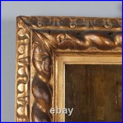 Tableau Ancien Scène avec Grand-Père et Petit Fils XIXe Siècle Original