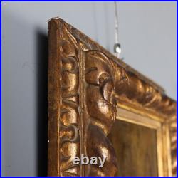 Tableau Ancien Scène avec Grand-Père et Petit Fils XIXe Siècle Original