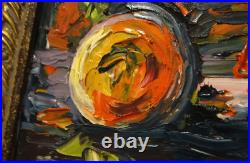 Tableau Armelle ANDREIS HST au couteau nature morte aux couleurs vitaminées