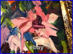 Tableau Armelle ANDREIS HST au couteau nature morte aux couleurs vitaminées