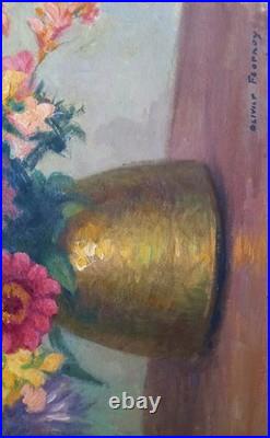 Tableau Fleurs Cuivre Olivier Flornoy 1894 1962 Magnifique Huile Sur Toile