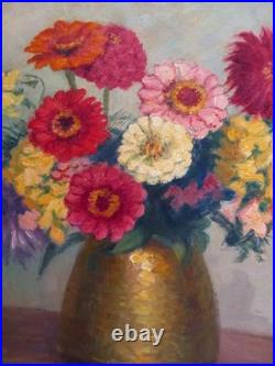 Tableau Fleurs Cuivre Olivier Flornoy 1894 1962 Magnifique Huile Sur Toile