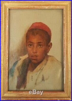 Tableau GUILLAUMET Portrait jeune arabe ALGERIE peinture croquis esquisse