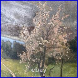 Tableau, Grand paysage alpin, huile sur toile signée Sures, Alpes Suisses