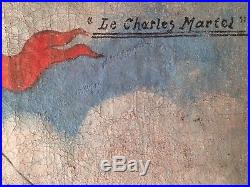 Tableau Huile XXe Marine Cuirassé Charles Martel Marine Nationale Francaise