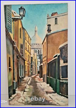 Tableau Huile sur Toile Rue Saint-Rustique, Montmartre R. GUERARD 1970