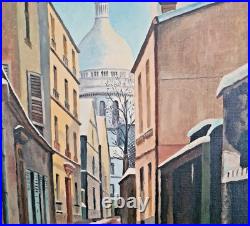 Tableau Huile sur Toile Rue Saint-Rustique, Montmartre R. GUERARD 1970