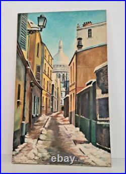 Tableau Huile sur Toile Rue Saint-Rustique, Montmartre R. GUERARD 1970