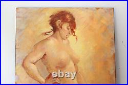 Tableau Huile sur toile Femme nue enceinte TOLLET-LOEB Jacqueline 92 cm x 65 cm