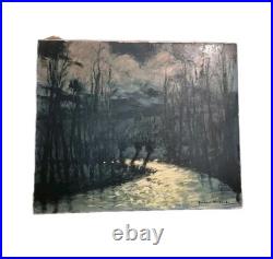 Tableau Huile sur toile Gaillard Deschamps paysage bord de l'armençon