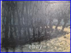 Tableau Huile sur toile Gaillard Deschamps paysage bord de l'armençon