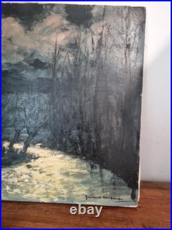 Tableau Huile sur toile Gaillard Deschamps paysage bord de l'armençon