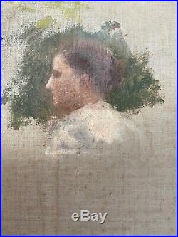 Tableau Impressionnisme portrait femme Peinture de Jules C. Cavé 1859-1949