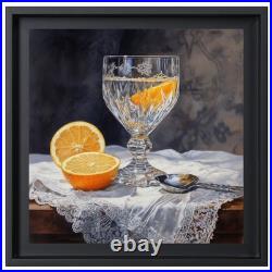 Tableau Nature Morte 30x30 cm Verres & Citrons Peinture Contemporaine