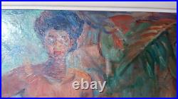 Tableau Nu Orientaliste Huile sur toile Femme Noire Nue par M. SURINGAR 1950