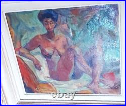 Tableau Nu Orientaliste Huile sur toile Femme Noire Nue par M. SURINGAR 1950