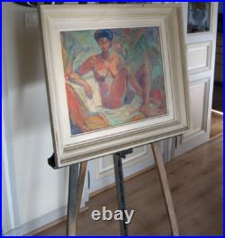 Tableau Nu Orientaliste Huile sur toile Femme Noire Nue par M. SURINGAR 1950