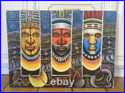 Tableau Original Johnson AGUA Papouasie Nouvelle Guinée Art Océanien 80x57cm