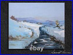 Tableau Original Paysage Neige Huile Sur Toile Peinture Couteau