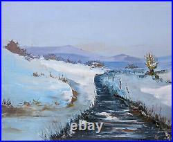 Tableau Original Paysage Neige Huile Sur Toile Peinture Couteau