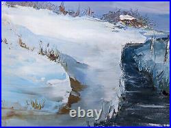 Tableau Original Paysage Neige Huile Sur Toile Peinture Couteau