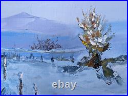 Tableau Original Paysage Neige Huile Sur Toile Peinture Couteau