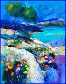 Tableau Original de S! C 50 x 40 cm Le chemin blanc huile au couteau