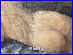 Tableau Peinture 20è XXè Signé Daté 1948 Nu couché Erotisme Réalisme Rare ancien