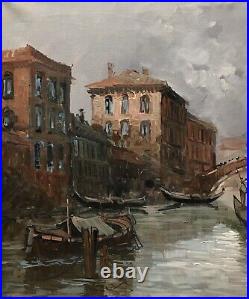 Tableau Peinture Cadre 20ème XXème Rondinella Paysage Venise Pont Accademia rare