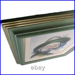 Tableau Peinture Clown triste signé Garros Huile sur toile cadre vintage