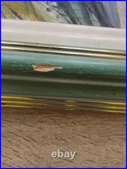 Tableau Peinture Clown triste signé Garros Huile sur toile cadre vintage