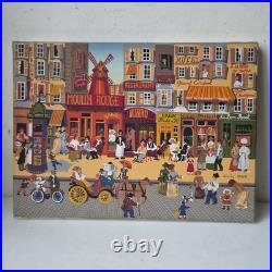 Tableau Peinture Huile Louis Men Art Naif Montmartre Paris Moulin Rouge 1980