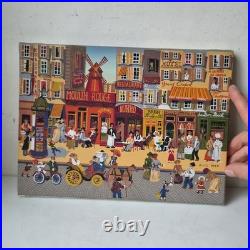 Tableau Peinture Huile Louis Men Art Naif Montmartre Paris Moulin Rouge 1980