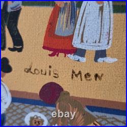Tableau Peinture Huile Louis Men Art Naif Montmartre Paris Moulin Rouge 1980