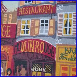 Tableau Peinture Huile Louis Men Art Naif Montmartre Paris Moulin Rouge 1980