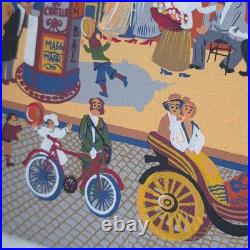Tableau Peinture Huile Louis Men Art Naif Montmartre Paris Moulin Rouge 1980