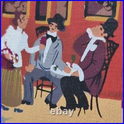 Tableau Peinture Huile Louis Men Art Naif Montmartre Paris Moulin Rouge 1980