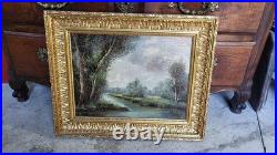 Tableau Peinture Huile Sur Toile Cadre Dore Signe S. Klum
