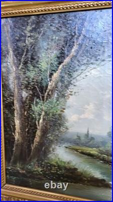 Tableau Peinture Huile Sur Toile Cadre Dore Signe S. Klum