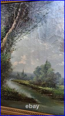 Tableau Peinture Huile Sur Toile Cadre Dore Signe S. Klum