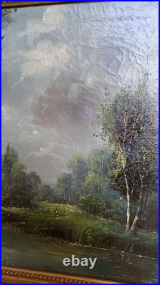 Tableau Peinture Huile Sur Toile Cadre Dore Signe S. Klum