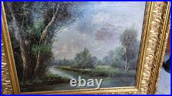 Tableau Peinture Huile Sur Toile Cadre Dore Signe S. Klum