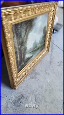 Tableau Peinture Huile Sur Toile Cadre Dore Signe S. Klum