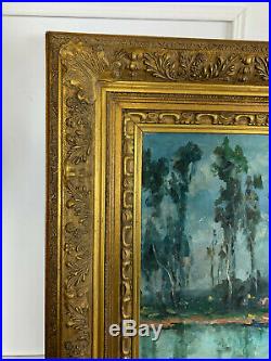 Tableau / Peinture Huile Sur Toile De P. Leighton Paysage De Moret Sur Loing