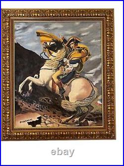 Tableau Peinture Huile Sur Toile Napoleon Bonaparte Portait Cadre Bois Doré