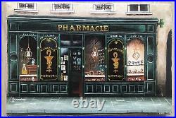 Tableau Peinture Par Francine Huile Façade de Pharmacie Paris XXe