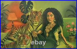 Tableau Peinture Sur Toile Portrait Femme Et Tigres Tableau Peinture Sur Toile Portrait Femme Et Tigres
