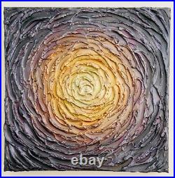 Tableau Peinture, acrylique sur toile, abstrait, 29x29, or violet, nature