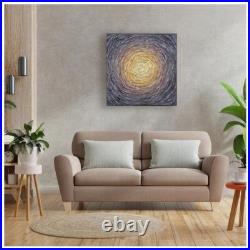 Tableau Peinture, acrylique sur toile, abstrait, 29x29, or violet, nature