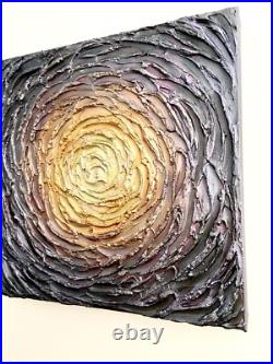 Tableau Peinture, acrylique sur toile, abstrait, 29x29, or violet, nature